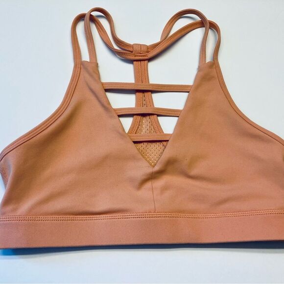 ZYIA‎ Active Strappy Grid Peach Sports Bra Size Small Racerback Running Yoga - Picture 4 of 7